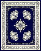 Classic Blue Cream Ornamental Medallion Rug