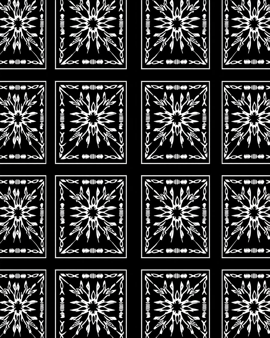 Monochromatic Starburst Square Pattern Rug
