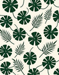 Dark Green Tropical Leaf Pattern Rug