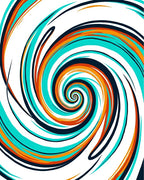 Vivid Swirls Teal Orange Rug