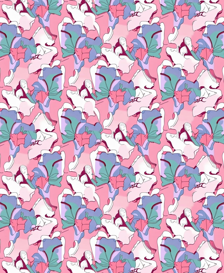 Abstract Floral Patchwork Pink Harmony Rug