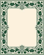 Elegant Green Floral Vine Border Rug