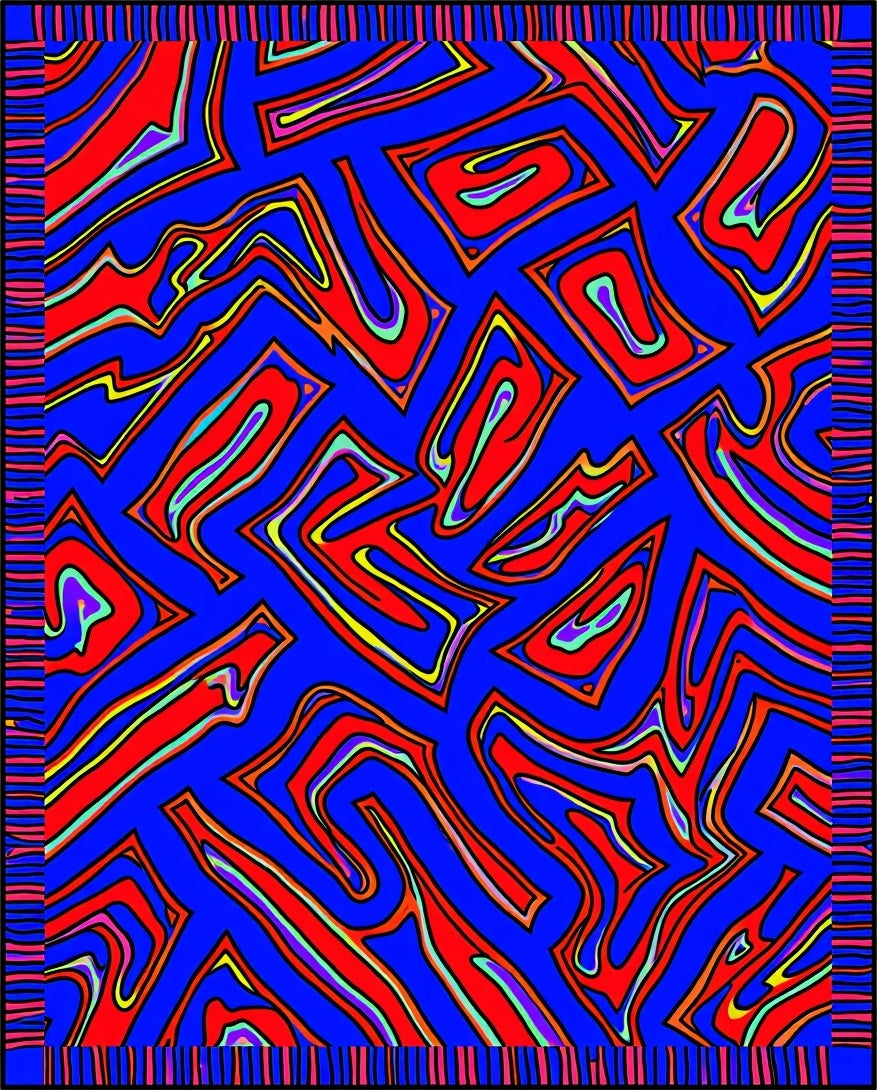 Vibrant Abstract Wavy Pattern Rug