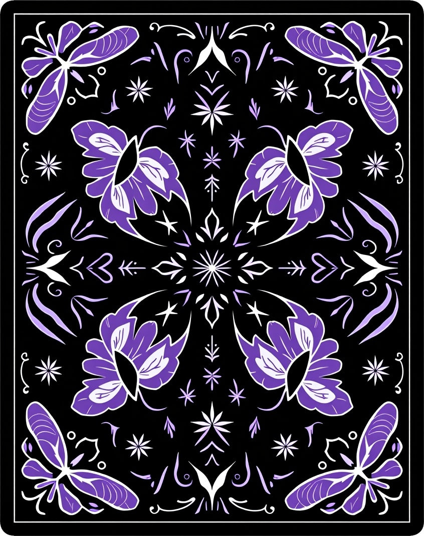 Purple Butterfly Black Medallion Radiance Rug