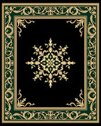 Golden Leaf Scroll Border Design Rug