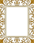 Ornate Gold Scrollwork Square Rug