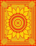 Golden Sunflower Geometric Patterned Rug