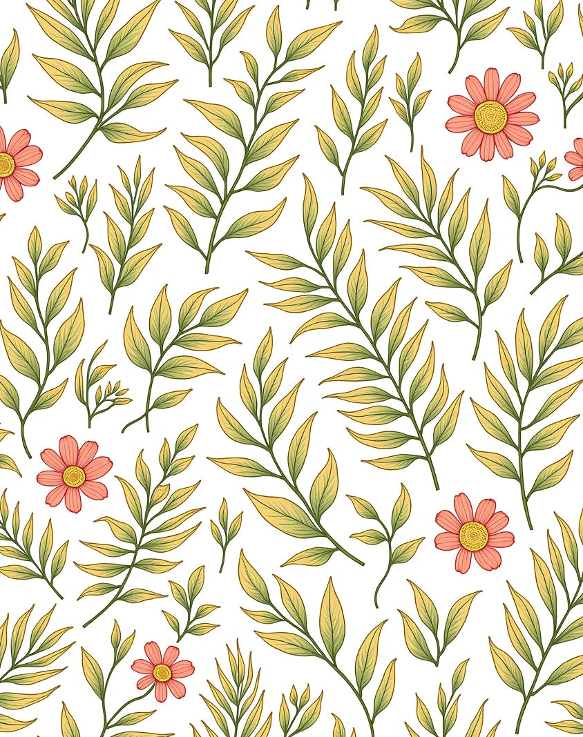 Botanical Floral Leaf Pattern Rug