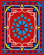 Vibrant Starburst Red Bordered Rug