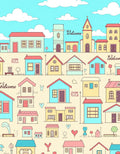 Whimsical Village Houses Pattern Rug