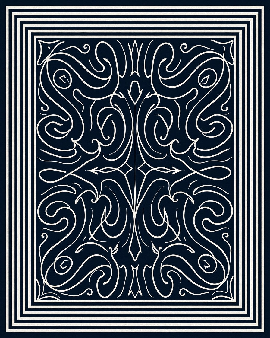 Intricate Lines Swirling Border Design Rug
