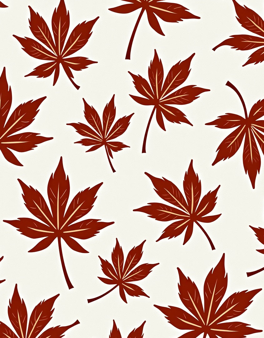 Crimson Leaf Pattern Rug