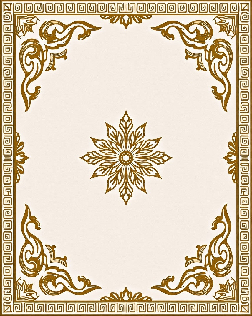 Gilded Floral Greek Key Border Rug