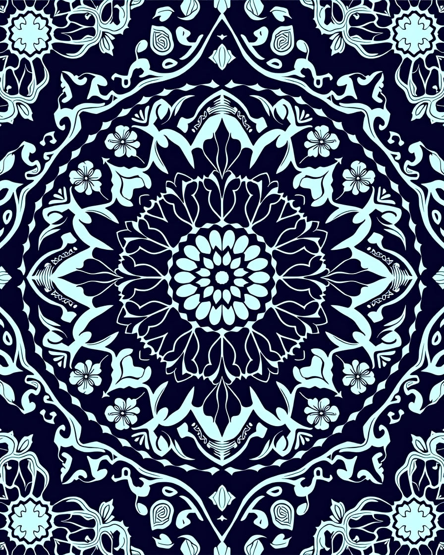 Elegant Mandala Floral Pattern Rug
