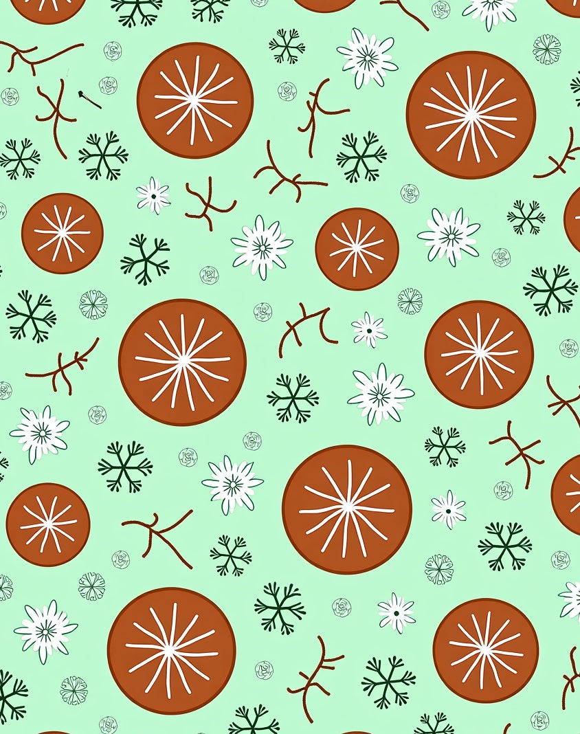 Whimsical Snowflake Citrus Pattern Rug