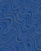 Deep Blue Wavy Line Art Rug
