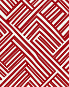 Bold Red White Interlocking Lines Design Rug