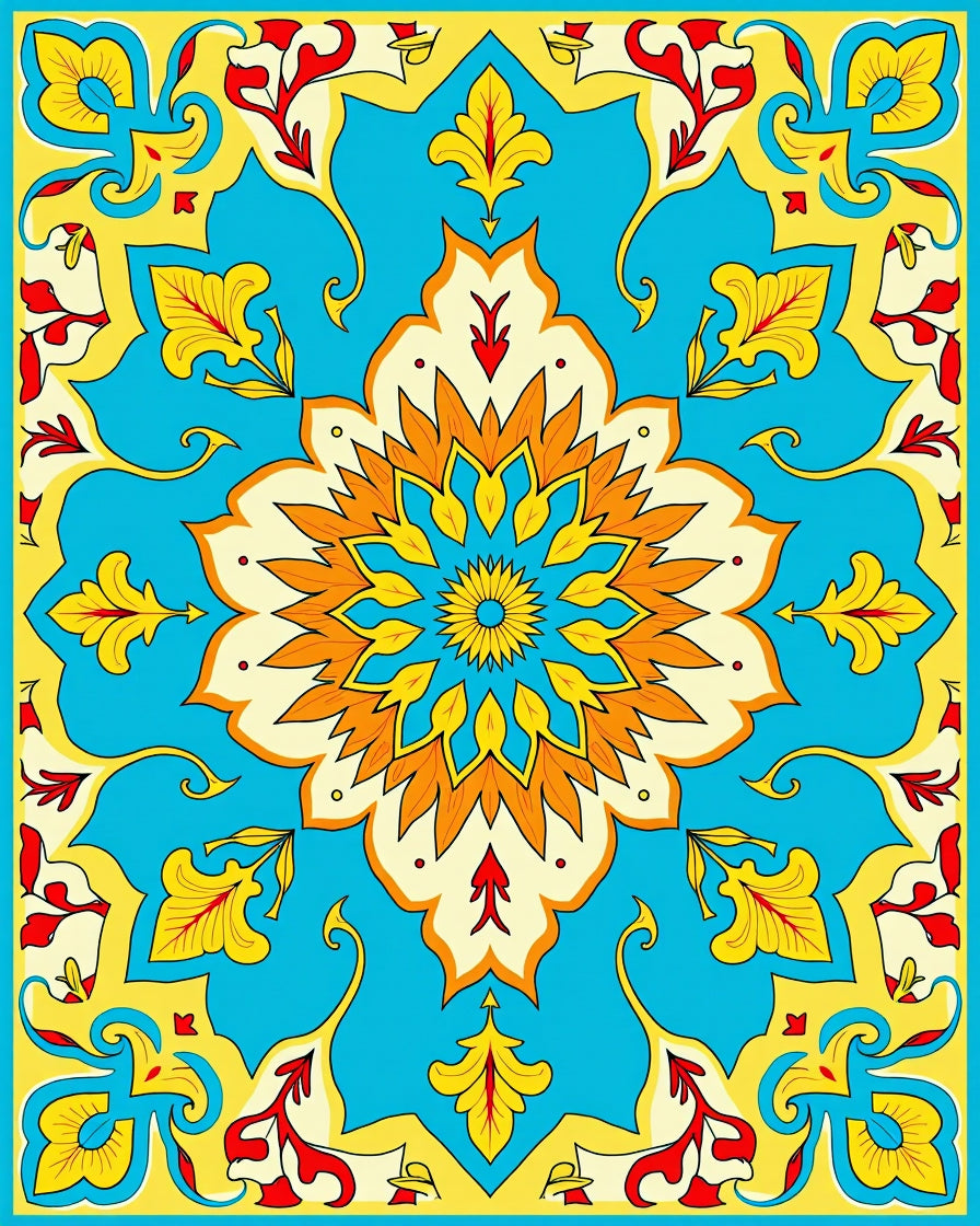 Sunny Floral Arabesque Design Rug