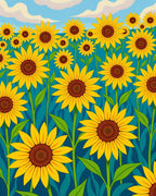 Radiant Sunflower Field Pattern Design Rug
