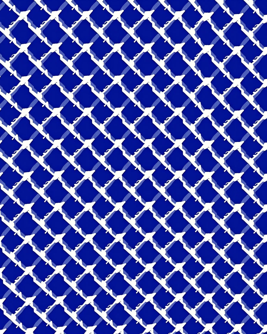 Diagonal White Grid Pattern Rug