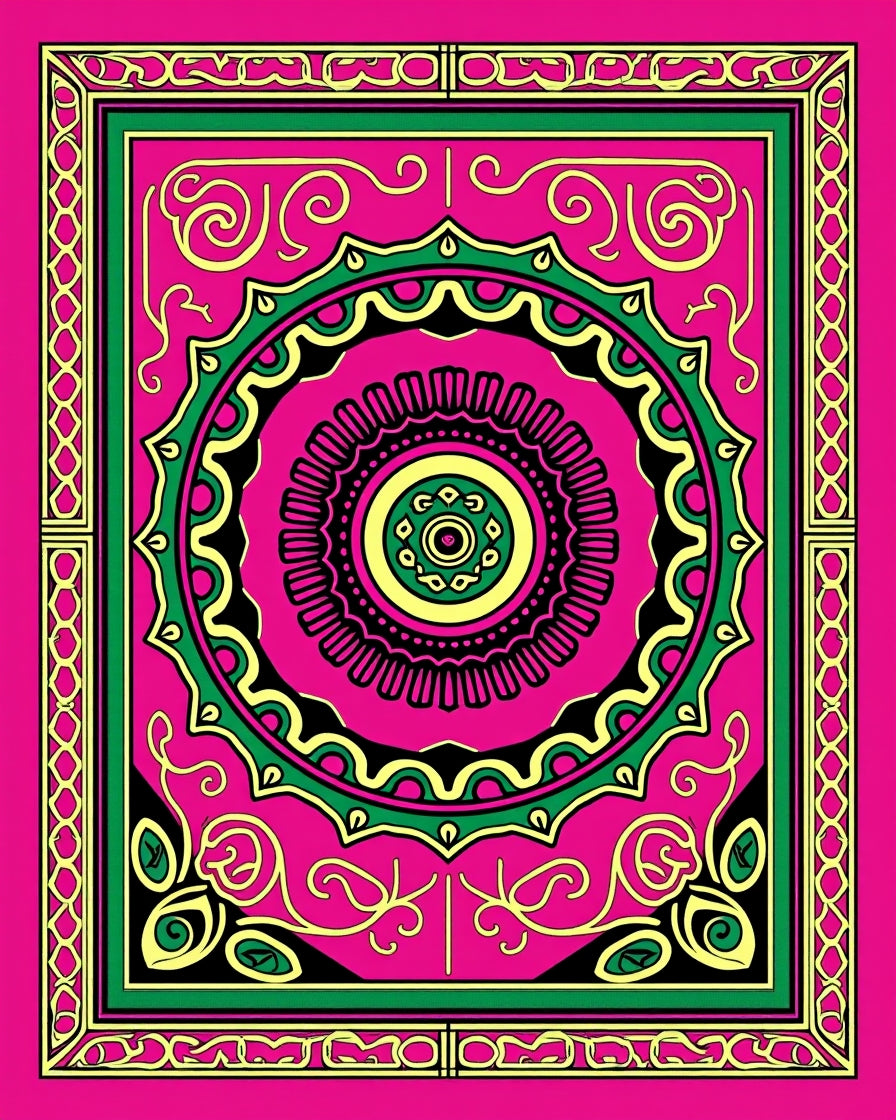 Bold Geometric Mandala Floral Design Rug