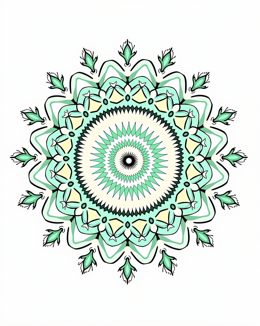 Radiant Mint And Yellow Mandala Design Rug