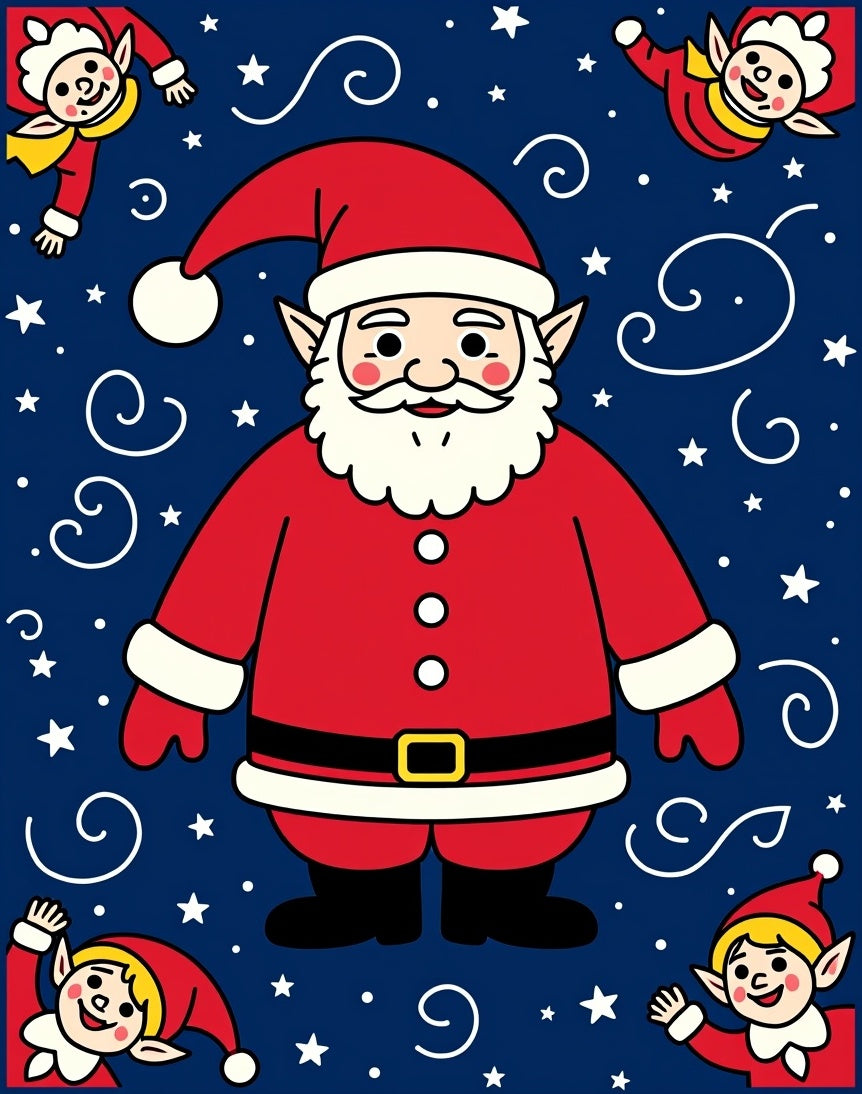 Jolly Santa Elf Festive Pattern Rug