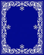 Royal Blue Snowflake Floral Border Rug