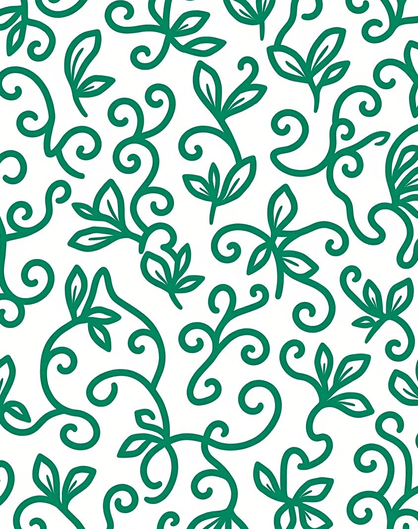 Classic Green Floral Swirl Pattern Rug