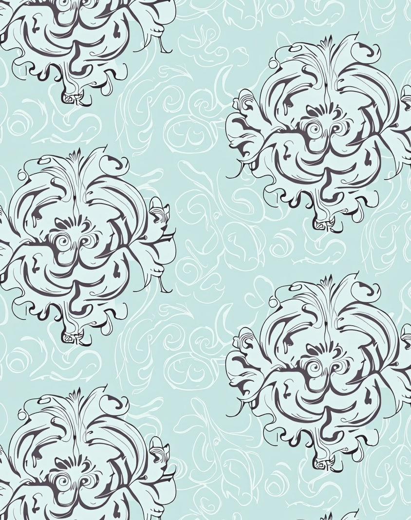 Ornate Scrollwork Floral Pattern Rug