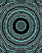 Abstract Cyan White Concentric Rings Rug