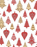 Crimson Gold Christmas Tree Ornaments Rug
