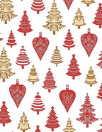 Crimson Gold Christmas Tree Ornaments Rug
