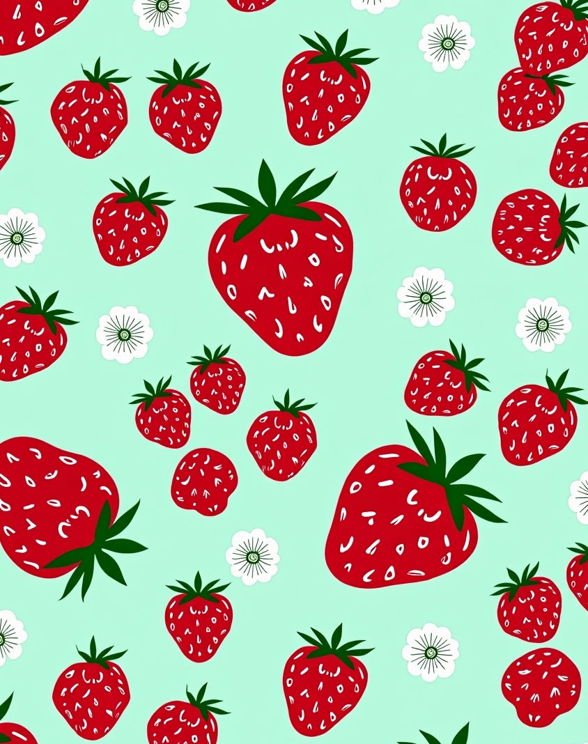 Sweet Strawberry Floral Pattern Design Rug