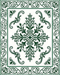 Elegant Green Floral Scroll Pattern Rug