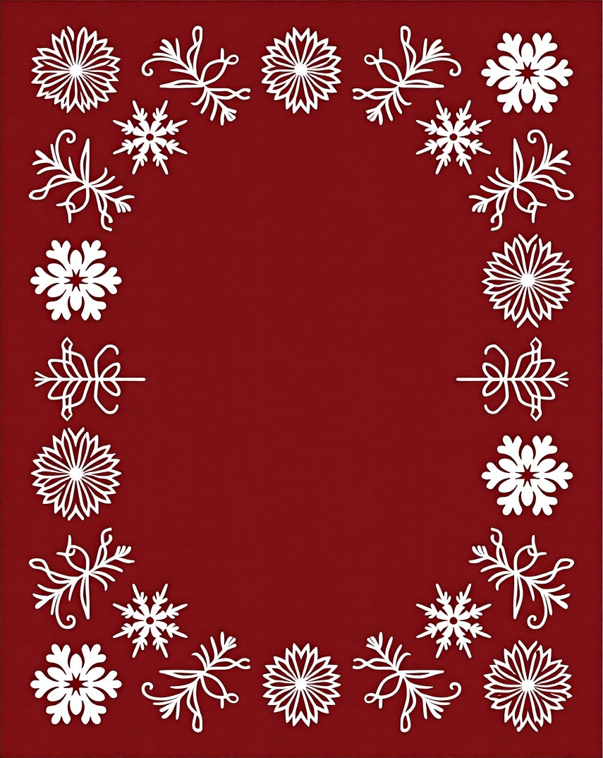 Winter Snowflake Border Design Rug