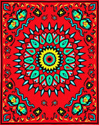 Vibrant Red Floral Mandala Design Rug