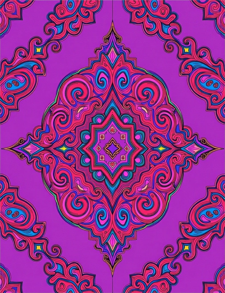 Vibrant Paisley Swirl Mandala Pattern Rug