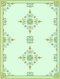 Light Green Floral Scroll Pattern Rug