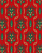 Traditional Red Green Floral Motif Rug