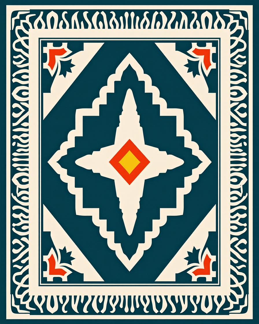 Geometric Medallion Tribal Design Rug