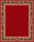 Festive Red Holly Border Design Rug