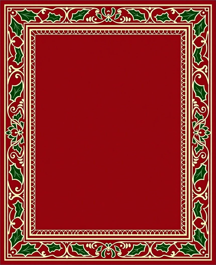 Festive Red Holly Border Design Rug
