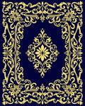 Ornate Yellow Floral Scrollwork Design Rug