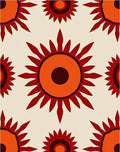 Retro Sunburst Floral Geometric Rug