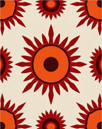 Retro Sunburst Floral Geometric Rug