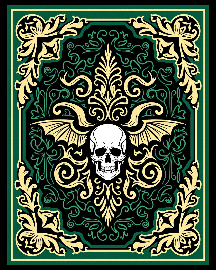 Dark Skull Vintage Floral Rug