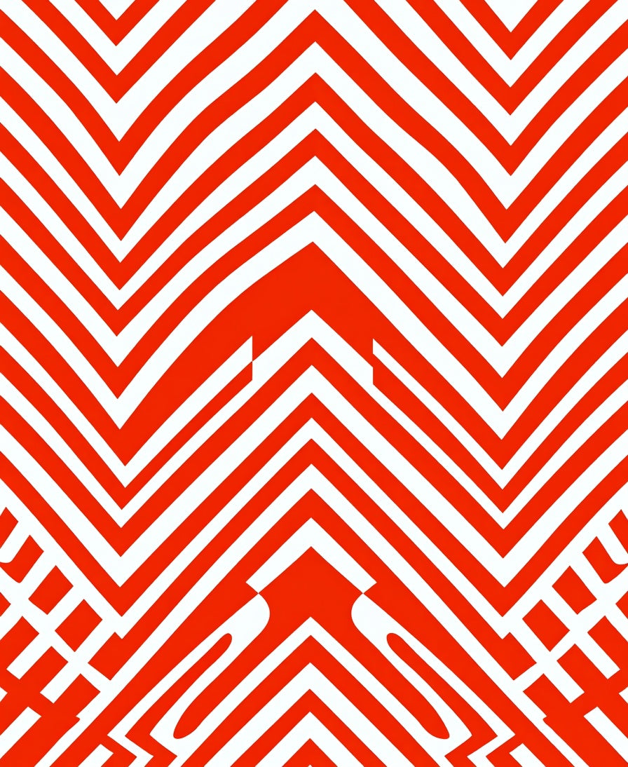 Bold Red White Chevron Pattern Rug