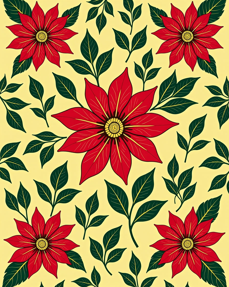 Bold Red Floral Patterned Rug