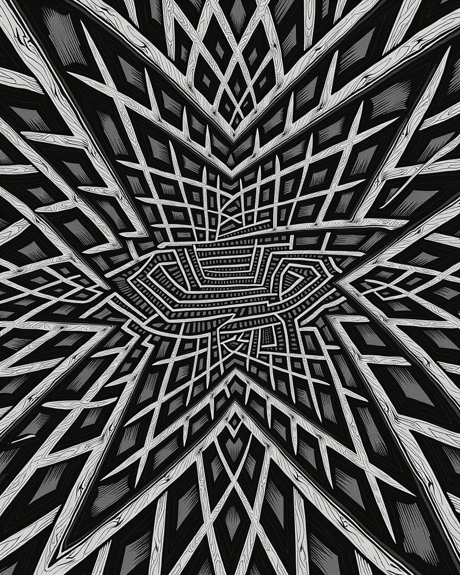 Black and White Geometric Perspective Rug